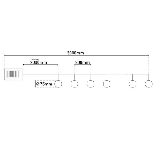 LED solar light chain Textile 20 "Football", for outside, light chain-metal, plastic and textile in black, with integrated LED