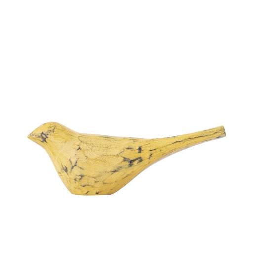 Gracella Gele Mango Houten Vogel Beeld Large | Decoratief Ornament