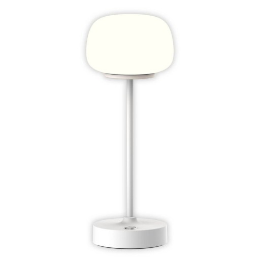 LED battery/ table lamp "Pina" 30 cm high, made of metal (white) and glass (white), integrated LEDs, warm white