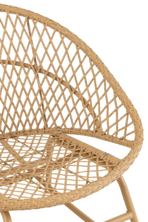 J-Line rocking chair + cushion Zayo - metal/wicker - beige