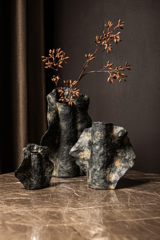 Aleigha Black Ceramic Organic Shaped Vase M