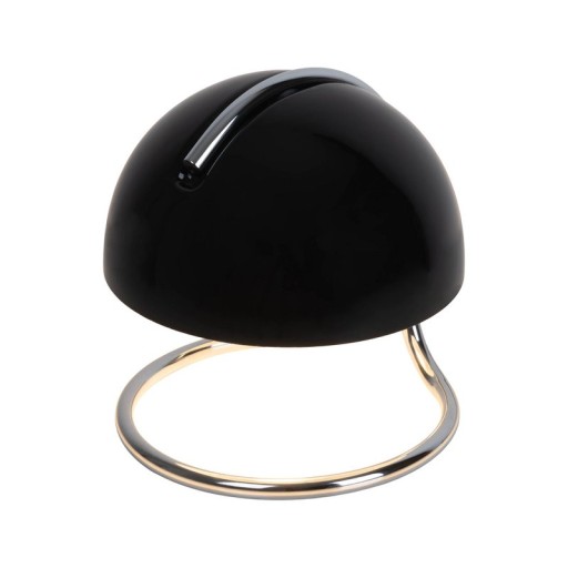 Table lamp "Burano" black, approx. 25 cm high, Ø 23.5 cm, made of chrome -colored metal and black glass, E27.