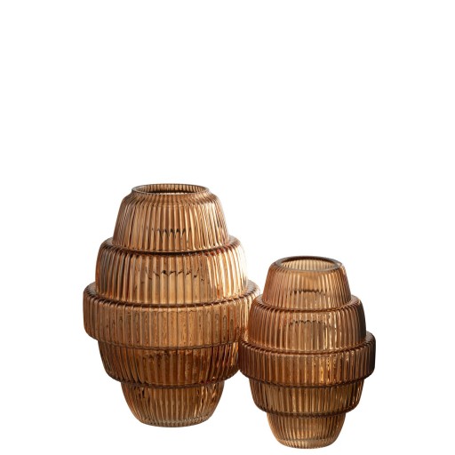 J-Line vaas Max - glas - bruin - large - 30 cm hoog