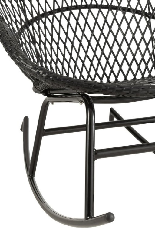 J-Line rocking chair + cushion Zayo - metal/wicker - black
