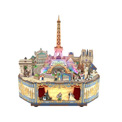 Music box DIY 3D Houten Romantic Paris Tone-Cheer, TQ036, 16x14x17.7cm