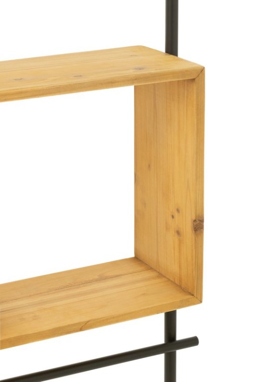 J-Line Wall Shelf With Mirror Tina Wood/Iron Black/Natural