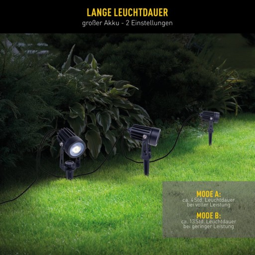 3er LED Solarspot mit Erdspieß ""Spoti"" Außen-Erdspieß aus Metall und ABS-Kunststoff in Schwarz,, mit fest verbauten LEDs mit drei Leistungsstufen