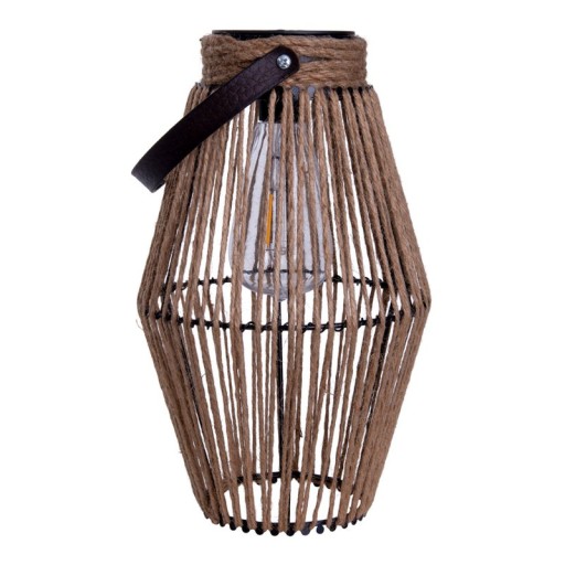 LED solar light "Korbinian" for garden and terrace, decorative lamp made of metal and plastic cord covering in nature, LEDs firmly installed, solar lamp for outside 30 x 18 cm