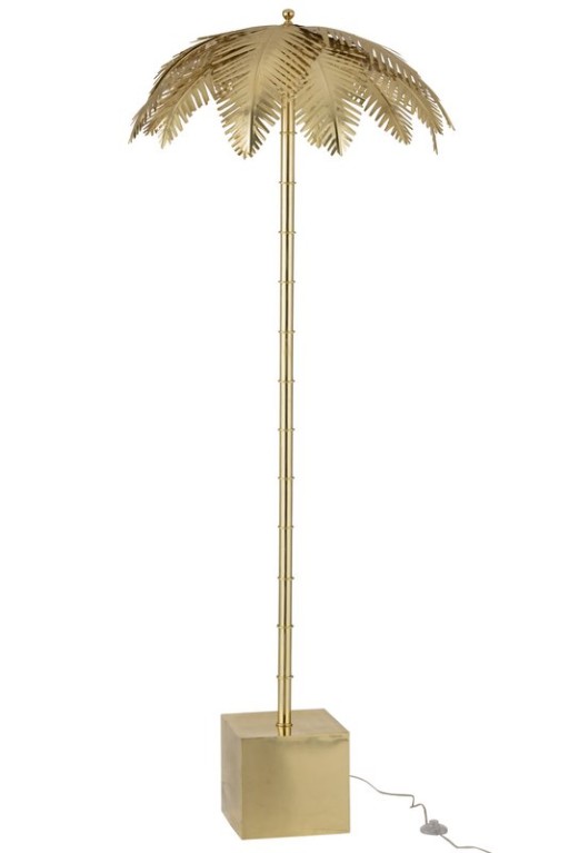 J-Line Lamp Standing Coconut Leaves - metal - gold