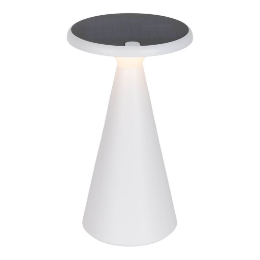 Solar battery table lamp "Palu" for outside and inside, made of plastic in white, 20 cm high