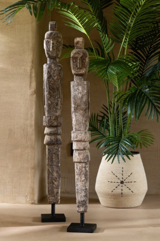 J-Line Set of 3 Basket Star Dotted Lines Seagrass Natural/Black