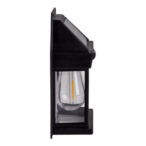 2 Set solar wall lamp "Mira" approx. 17 cm high, made of black weatherproof plastic, integrated LED in warm white, including motion detector and twilight sensor
