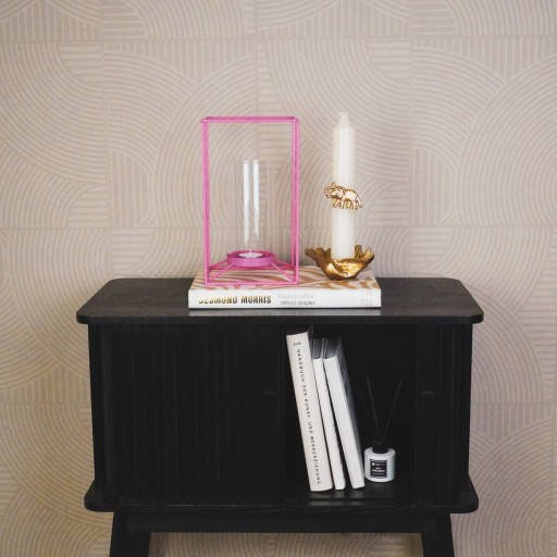 Lantaarn - Metaal/Glas - Roze - 14,5x14,5x25cm