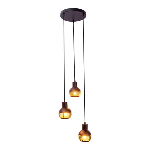 3-zits hanglamp "Casco" hangende lamp gemaakt van metaal in zwart en goud, met E27-versies. Stijlvolle verlichting voor woonkamer, eetkamer of keuken.