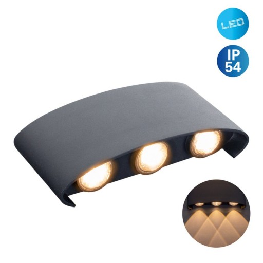 LED outer wall lamp "Auron", made of metal in anthracite, with integrated LED