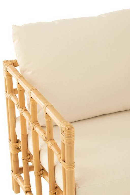 J-Line armchair Elise + Kcushion - rattan/textile - natural/white
