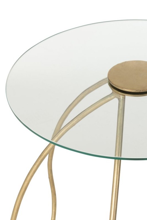J-Line table Round - metal/glass - gold - 2 pieces
