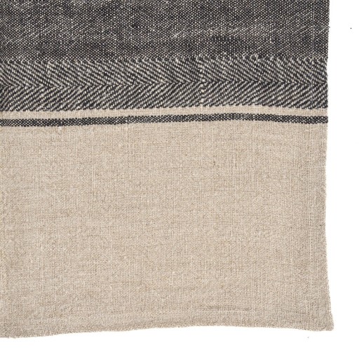 The Linen Moody Keukenhanddoek - Naturel Zwart - 50x70