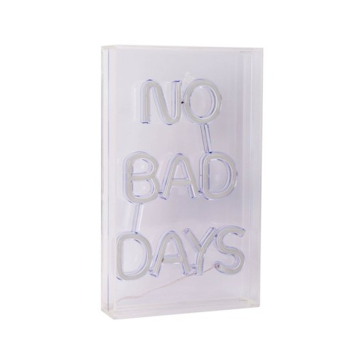 LED font light "No Bad Days" decoration for inside 30 x 18 cm, in blue and magenta-red