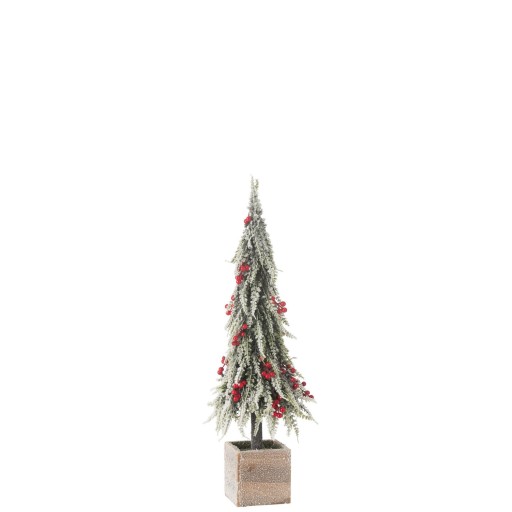J-Line Kerstboom+Led Kunststof Sneeuw Groen/Rood Medium