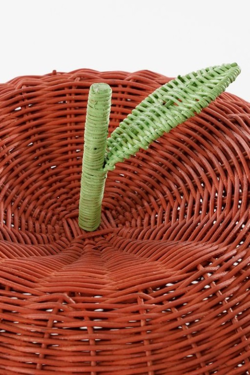 Storage Basket with Lid - Set of 2 - H48 x Ø30 cm - Rattan - Red