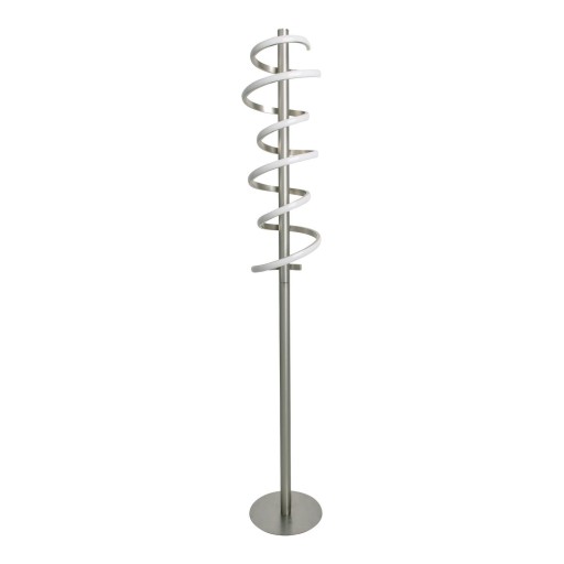 LED staande lamp "Belleza", moderne vloerlamp gemaakt van metaal en plastic in nikkel mat en wit, met stevig ingebouwde LED's, 140 hoog, verlichting voor woonkamer, eetkamer, slaapkamer of kantoor.