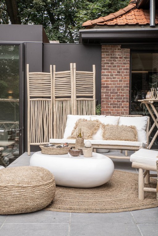 The Raffia Flores Pouffe - Natural