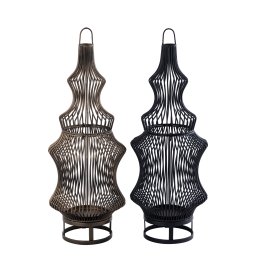 Tobin Black Iron Round Wired Shaped Lantern