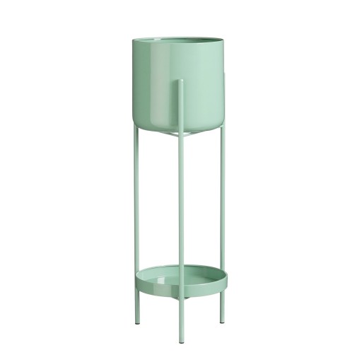 Colyn Bloempot op Standaard - H60 x Ø19 cm - IJzer - Mintgroen
