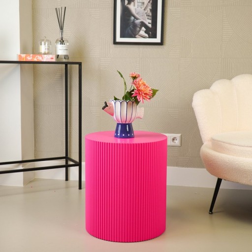 Side Table - Cylinder- MDF - Neon Pink - 39x39x45cm