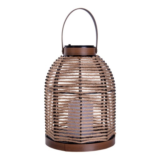 LED solar light "Korbinian" for garden and terrace, decorative lamp made of metal with jute tension in nature, firmly built -in LEDs, solar lamp for outside 29 x 21 cm