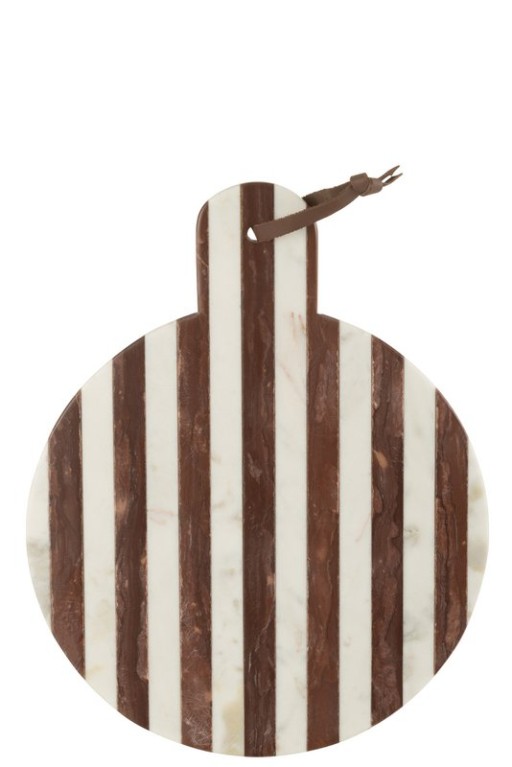 J-Line Rond Streep Marmer Snijplank | Steen | Wit/Bruin (Ø 31 cm)