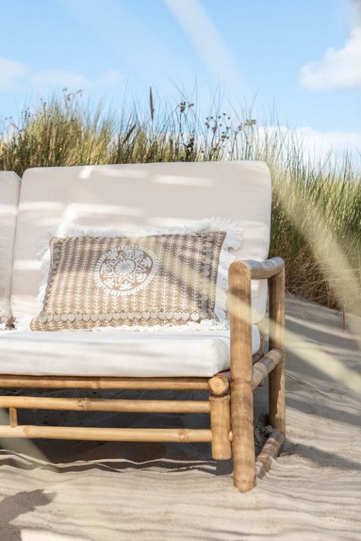 J-Line Rattan sofa - 2 people - bamboo/textile - natural