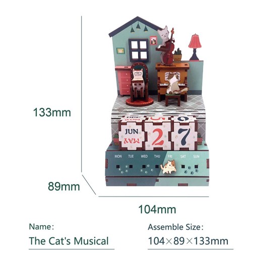 Tonecheer, DIY 3D Houten Puzzel, Kalender, The Cats Musical, TQ004, 10,4x8,9x13,3cm