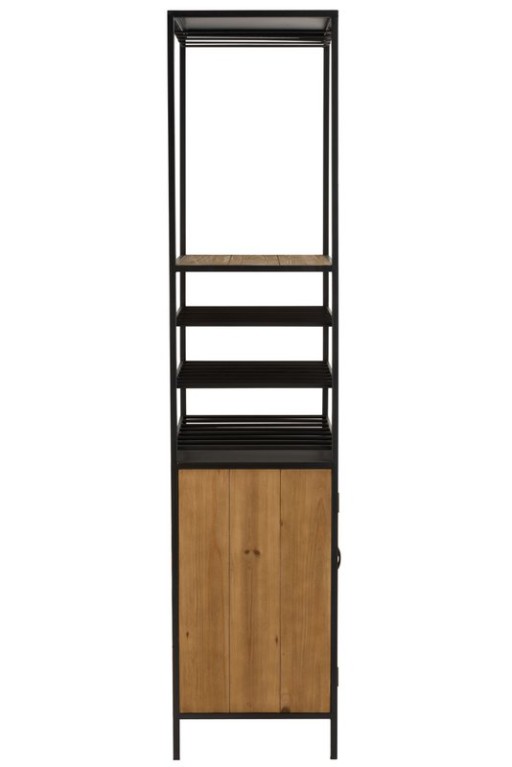 J -Line Cabinet Wine Bottles + Glasses - Metal/Wood - Natural