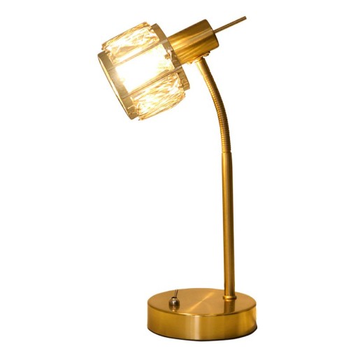 LED table lamp "Josefa", table lamp made of gold and glass in gold, with E14 socket, for dining room, living room, hallway or office, for living room, dining room or as a bedside lamp, 34.5 x 17.5 cm
