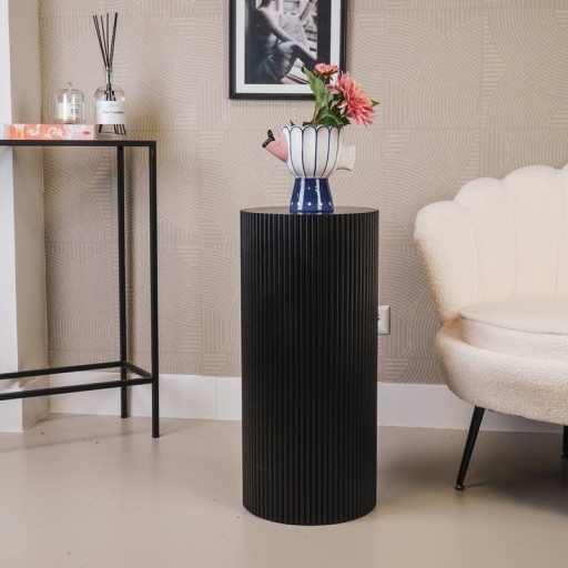 Side Table / Pillar- Cylinder - MDF - Black -30x65cm