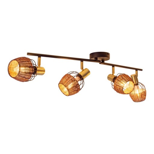 4 ceiling lamp "Corbis", metal spot in black, and gold, with E14 socket, for dining room, living room, hallway or office, ceiling lamp inside, 78 cm long