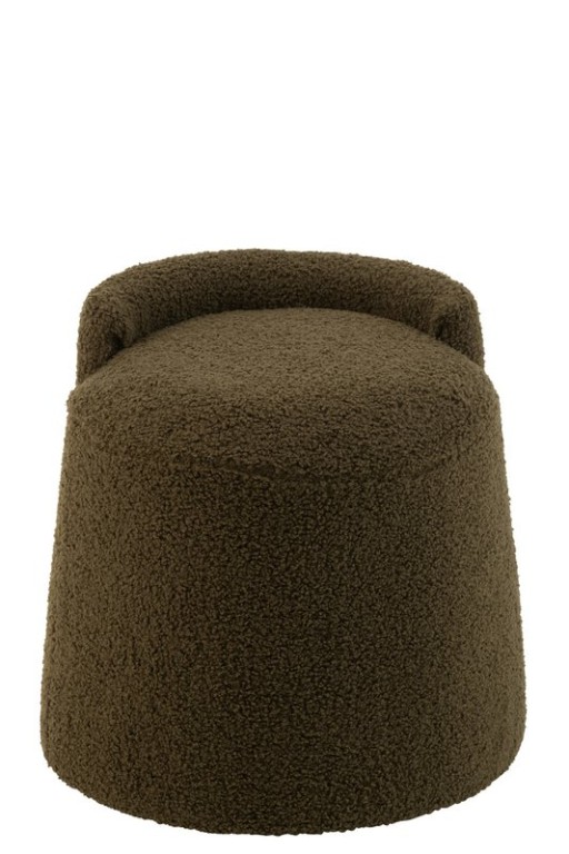 J-Line Poef Teddy Round+Rugleuing Bouclé Green