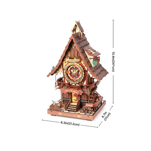 Robotime, 3D Houten Puzzel, Cuckoo Clock, LC901C, 21x17x34 cm