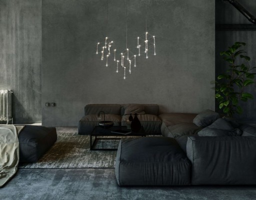 LED pendant lamp "Araneus" metal and plastic in chrome, with firmly built -in LEDs, 80 cm long, lighting for living room, dining room or office