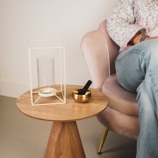 Lantaarn - metaal/glas - zand - 14,5x14,5x25cm