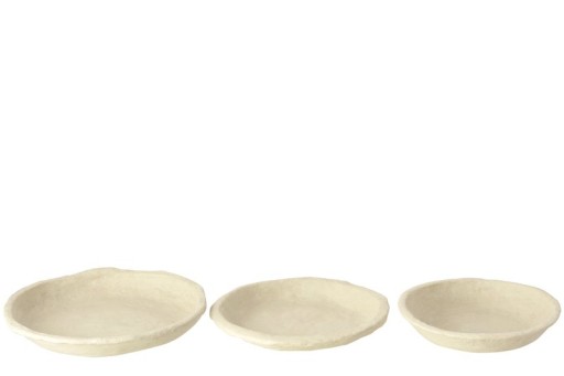 J-Line Set Of 3 Trays Chad Paper Mache White