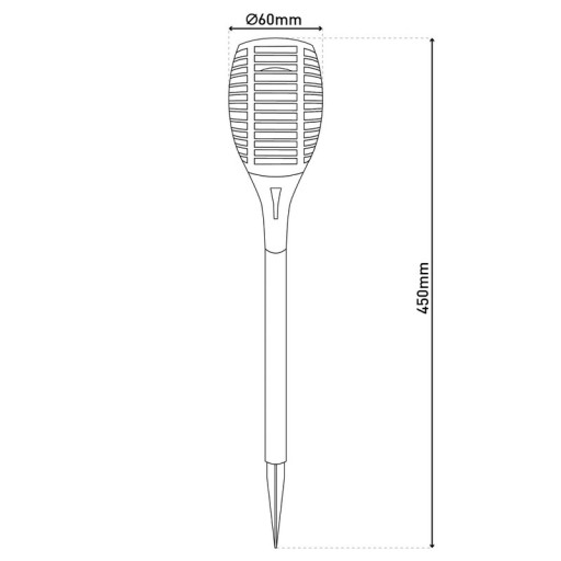3 Set LED earth spit "torch" 58 cm made of gray plastic, with integrated LED, solar light for outside