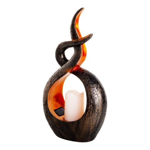 LED solar decol light "candle flame", for outside, brown plastic, integrated LED.