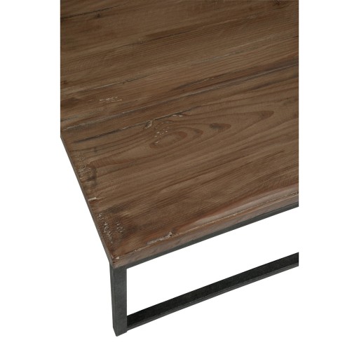 J-Line salontafel - hout/metaal - bruin/zwart - 2 stuks