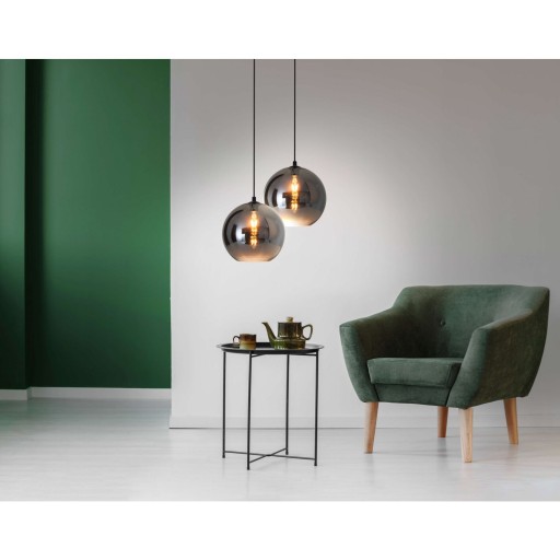 Hanglamp "vaso", kogellampglas, hangende lamp, metaal en rookglas in antraciet, E27 -aansluiting, voor eetkamer, woonkamer, gang of kantoor, met een Øvon 25 cm