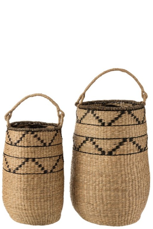 J-Line baskets - seagrass - natural/black