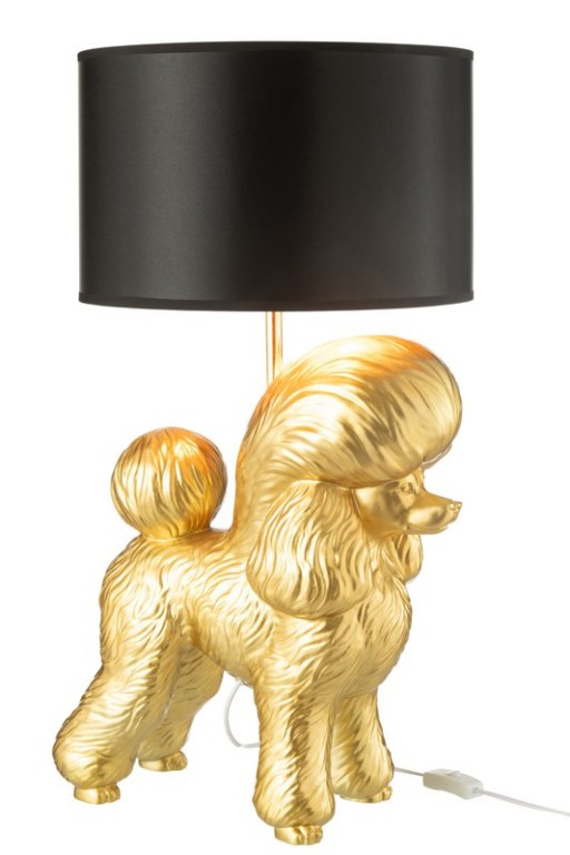 J-Line Lamp Dog Poodle Resine Gold