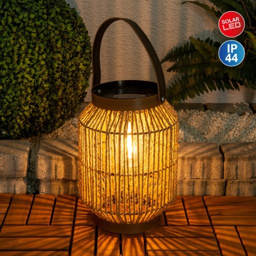LED solar light "Korbinian" decoration for the outdoor area made of metal, plastic and cord in nature, with firmly built -in LEDs.